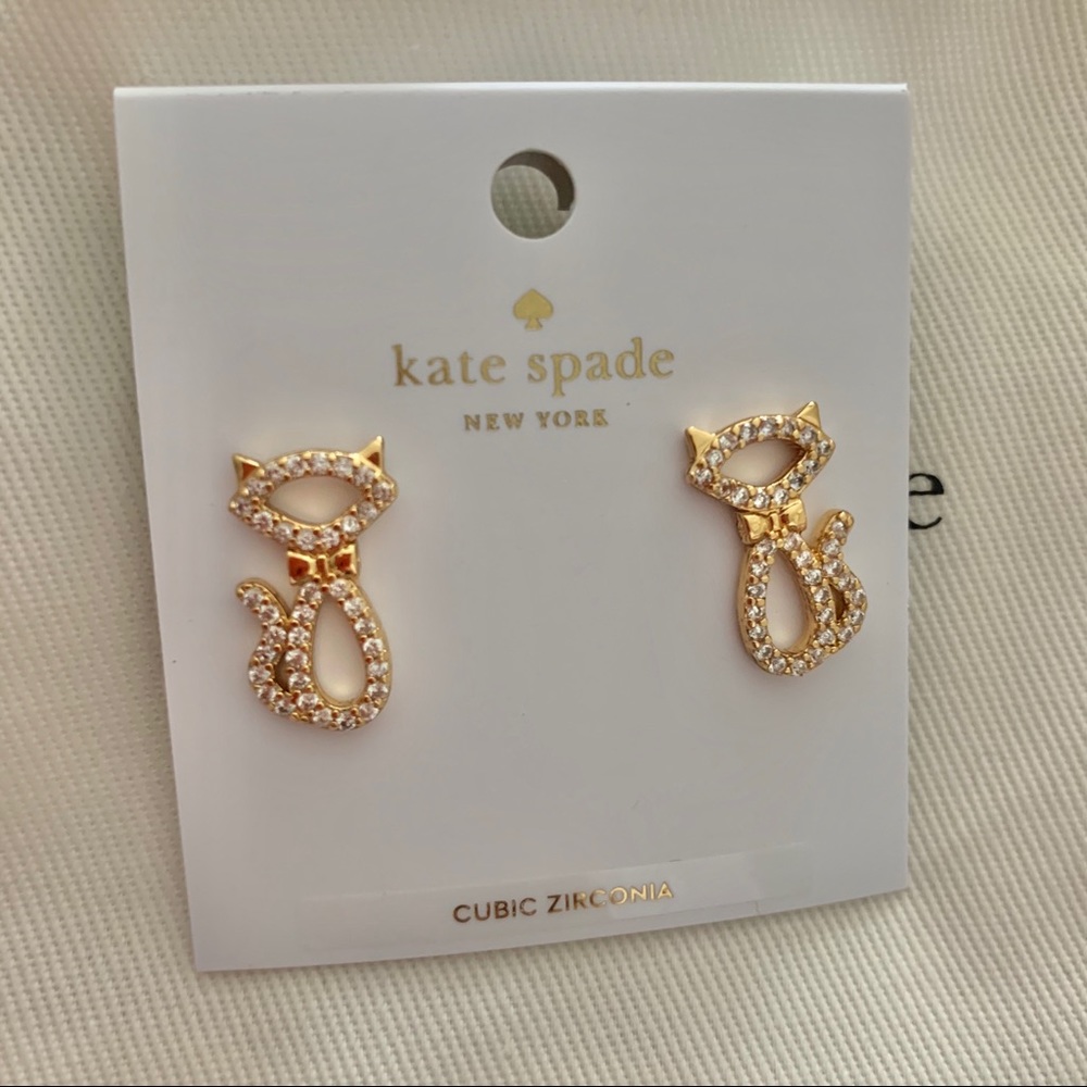 Kate Spade Jazz Things Up cat earrings NWT